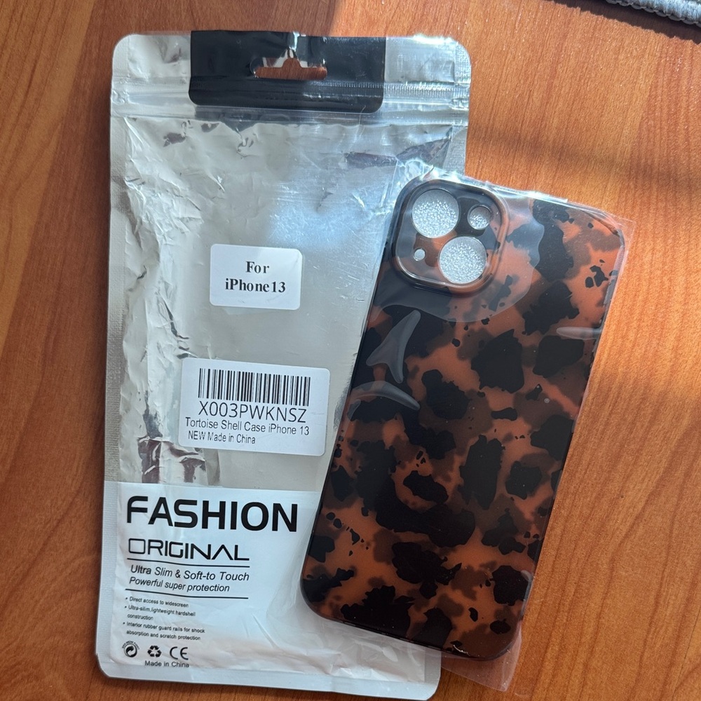 Tortoise Shell Case for iPhone 13 - Black and Brown